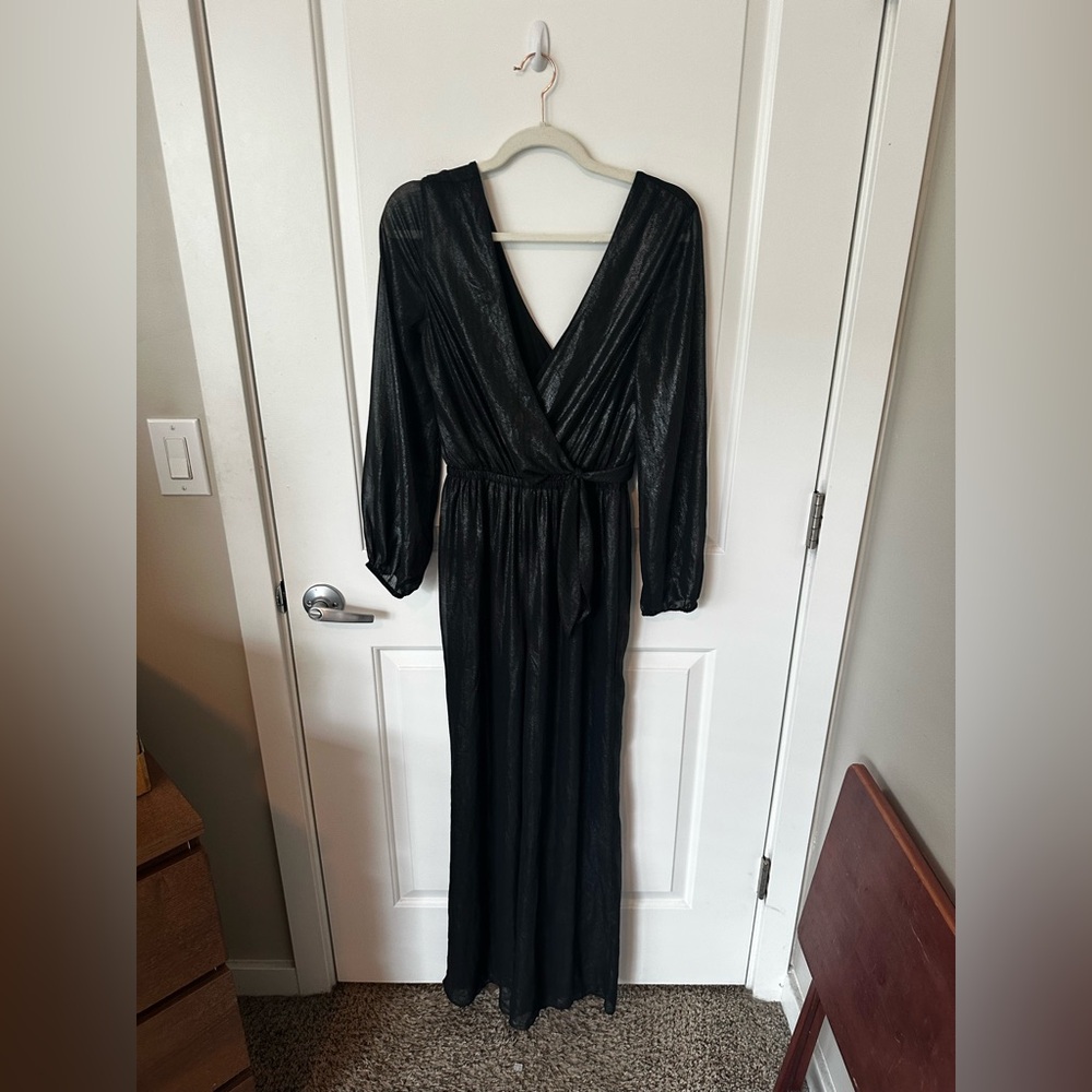 Express Black and Silver Long Sleeve Jumpsuit, Women’s S